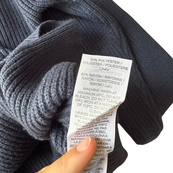 Edikted Wynter Oversized Knit Hoodie Women’s Medium Navy Blue - Picture 8 of 8